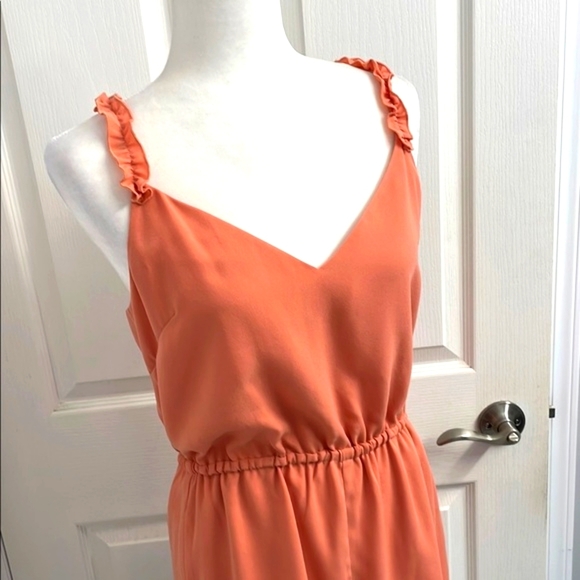 Wilfred Melodie Romper Shorts Size S Ruffles Lined V Neckline Tawny Orange - Picture 9 of 13